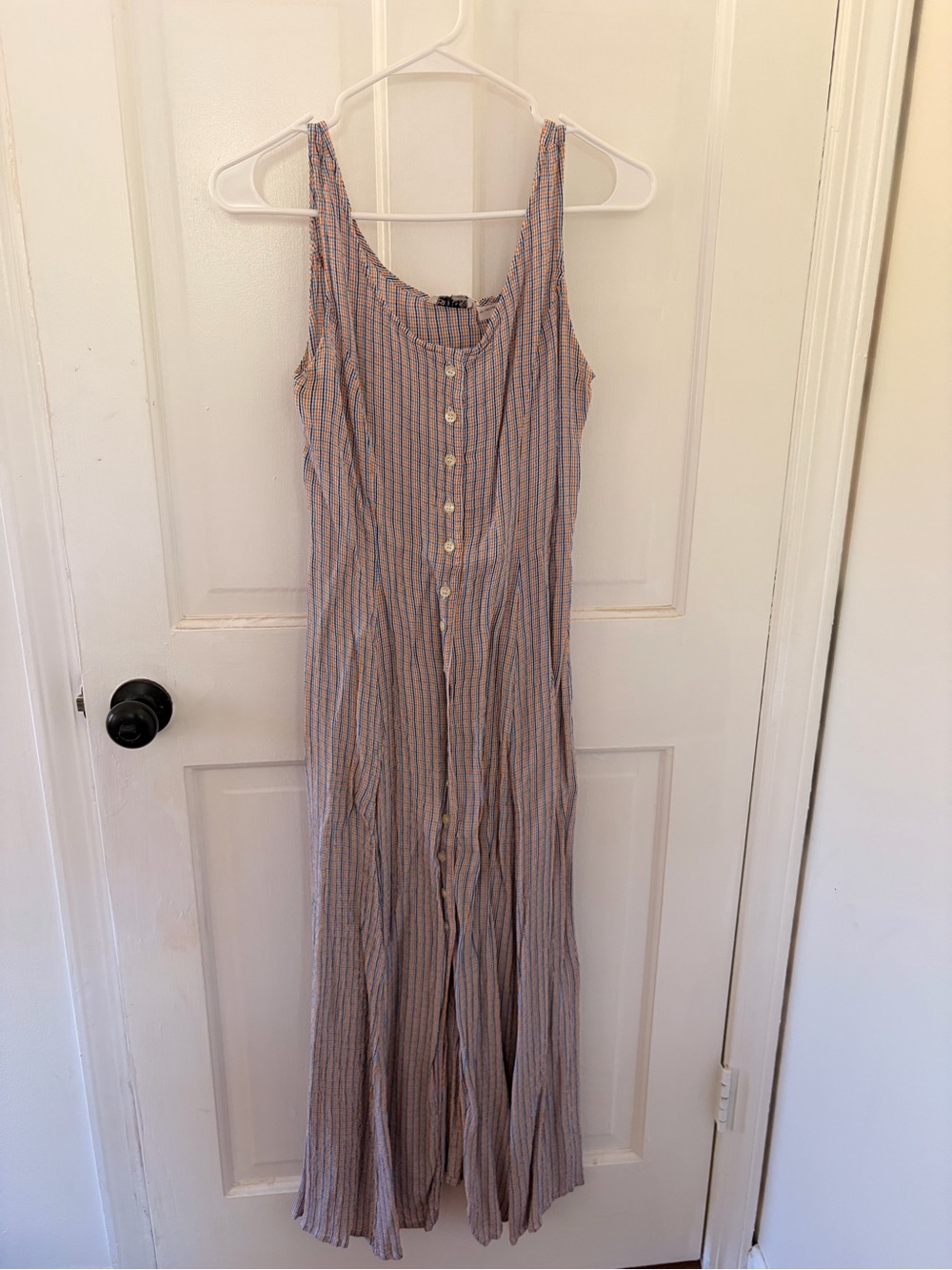 Biba Sleeveless Button-Front Striped Maxi Dress - Blue & Pink